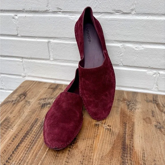 Vince Finola Almond Toe d'Orsay Flats in Burgundy Suede, SZ 8 NWOB - Picture 10 of 10